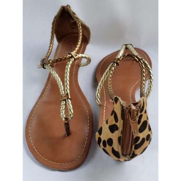Carlos Santana Sandal Silver Gold Animal Print - Picture 2 of 5